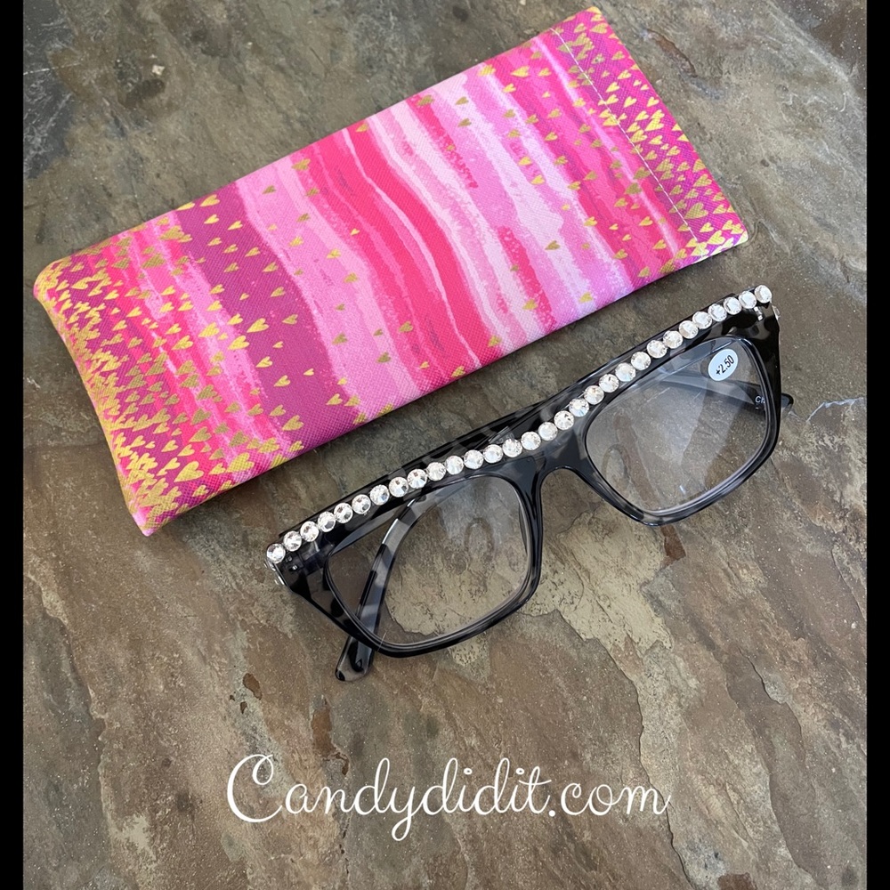 NWT Candy Did It! Black & Clear Tortoise Bling Readers Strength 2.50 With Case